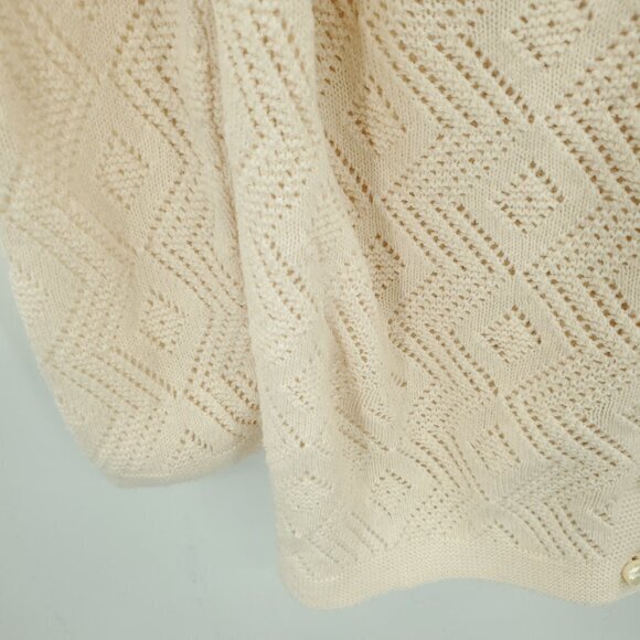 VTG Cuddle Knits Button Front Pointelle Cardigan/Knit Top L/XL Ivory - Picture 10 of 16